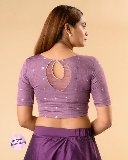 Shiromani Dark Lavender Organza Back Blouse
