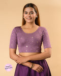 Shiromani Dark Lavender Organza Back Blouse