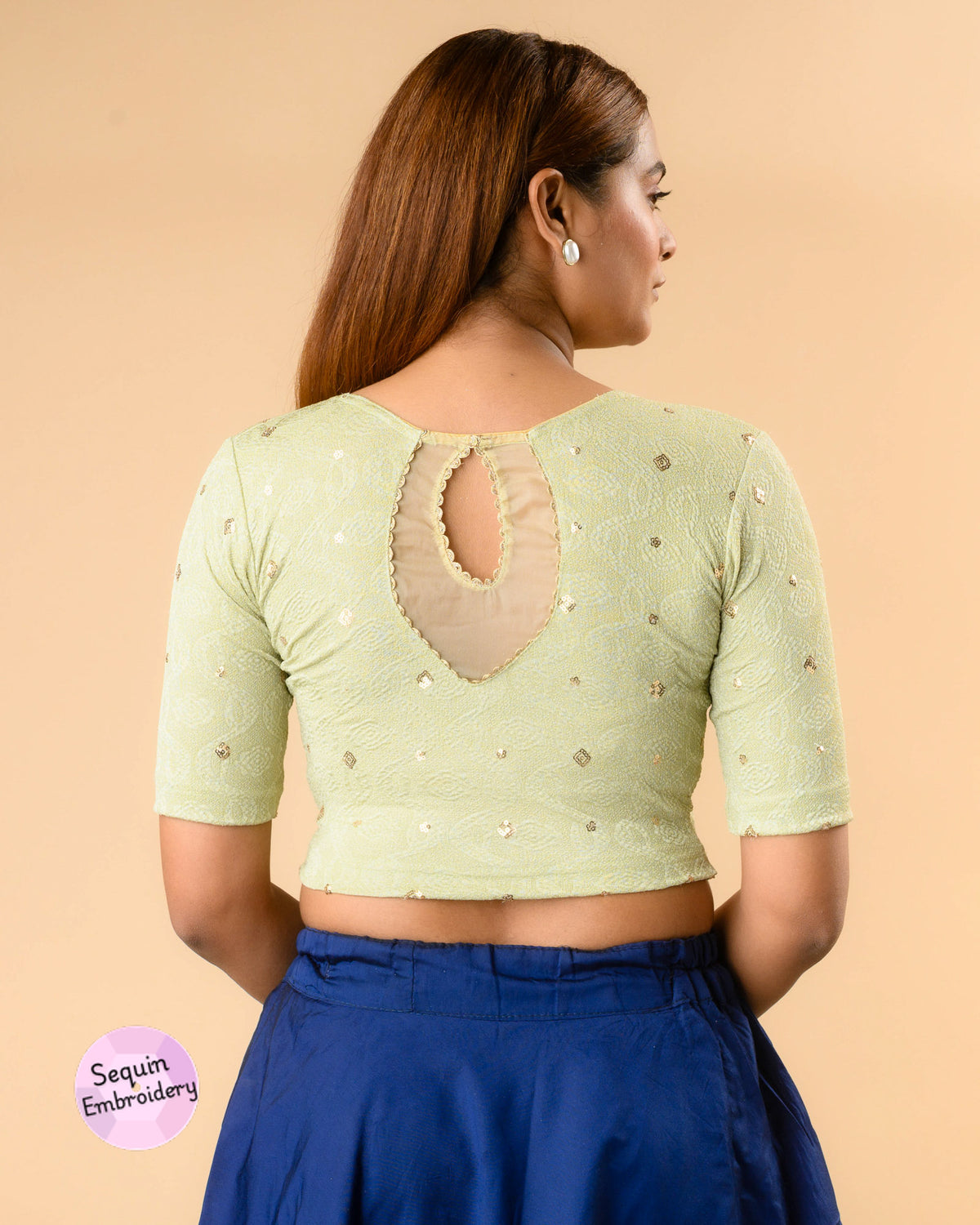 Shiromani Olive Organza Back Blouse