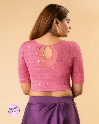Shiromani Onion Organza Back Blouse