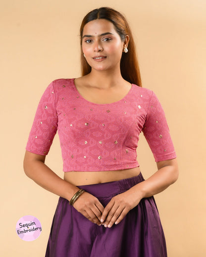 Shiromani Onion Organza Back Blouse
