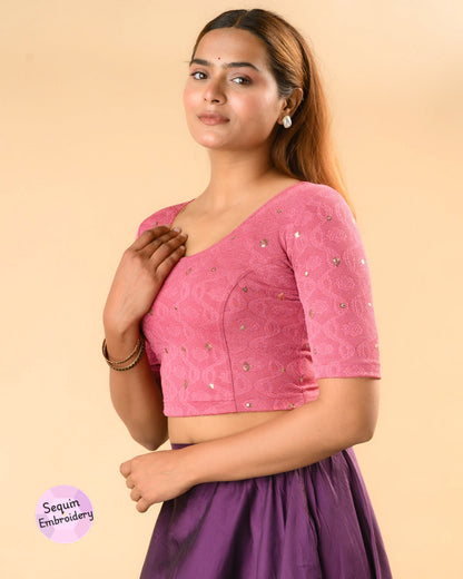 Shiromani Onion Organza Back Blouse