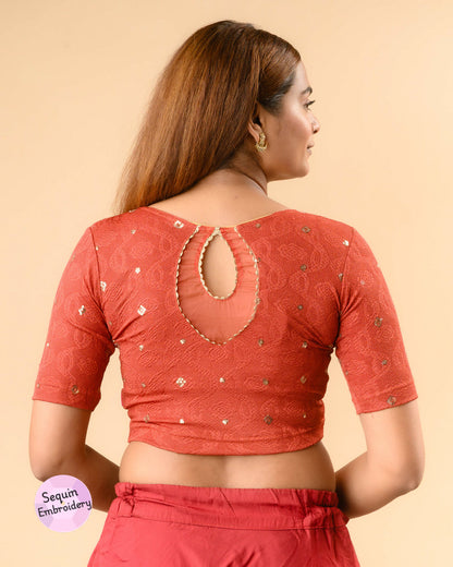 Shiromani Rust Organza Back Blouse