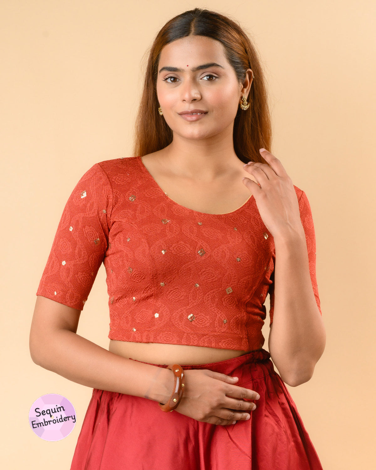 Shiromani Rust Organza Back Blouse