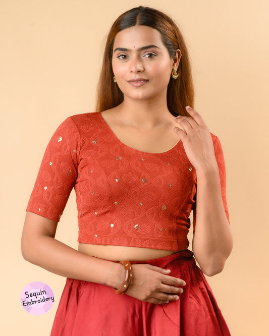 Shiromani Rust Organza Back Blouse