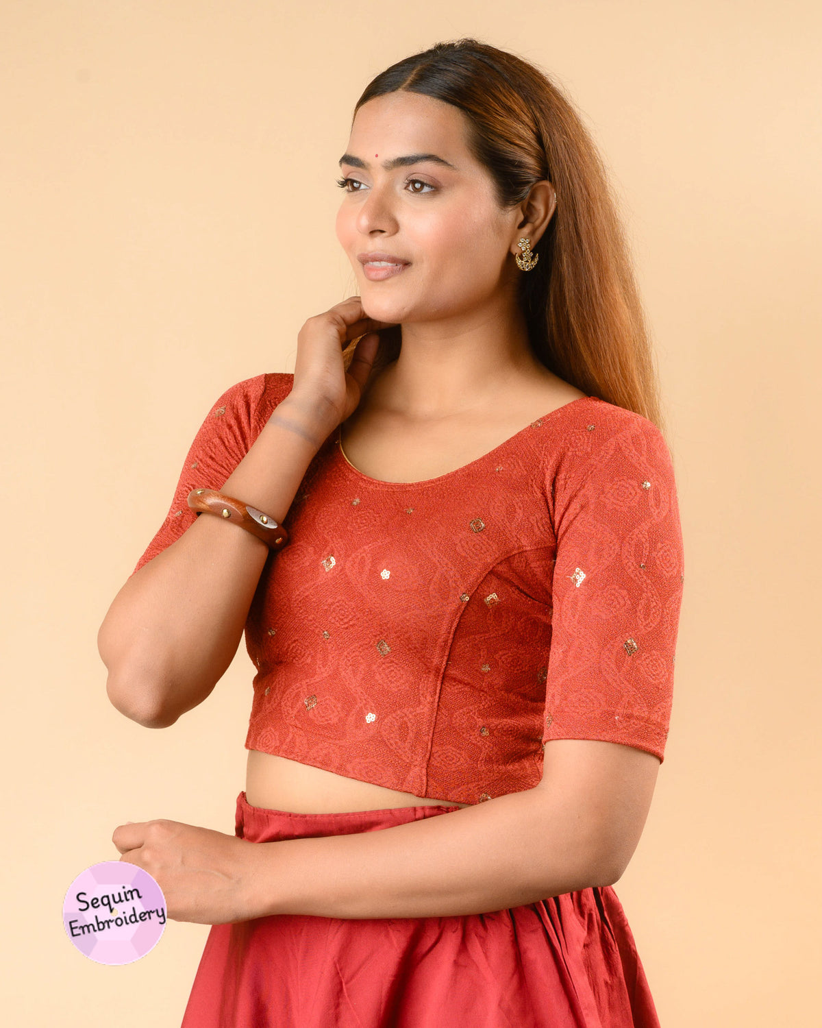 Shiromani Rust Organza Back Blouse