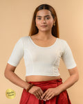 Uttara Cream Metallic Jacquard Blouse