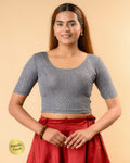 Uttara Gray Metallic Jacquard Blouse