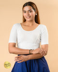Uttara White Metallic Jacquard Blouse