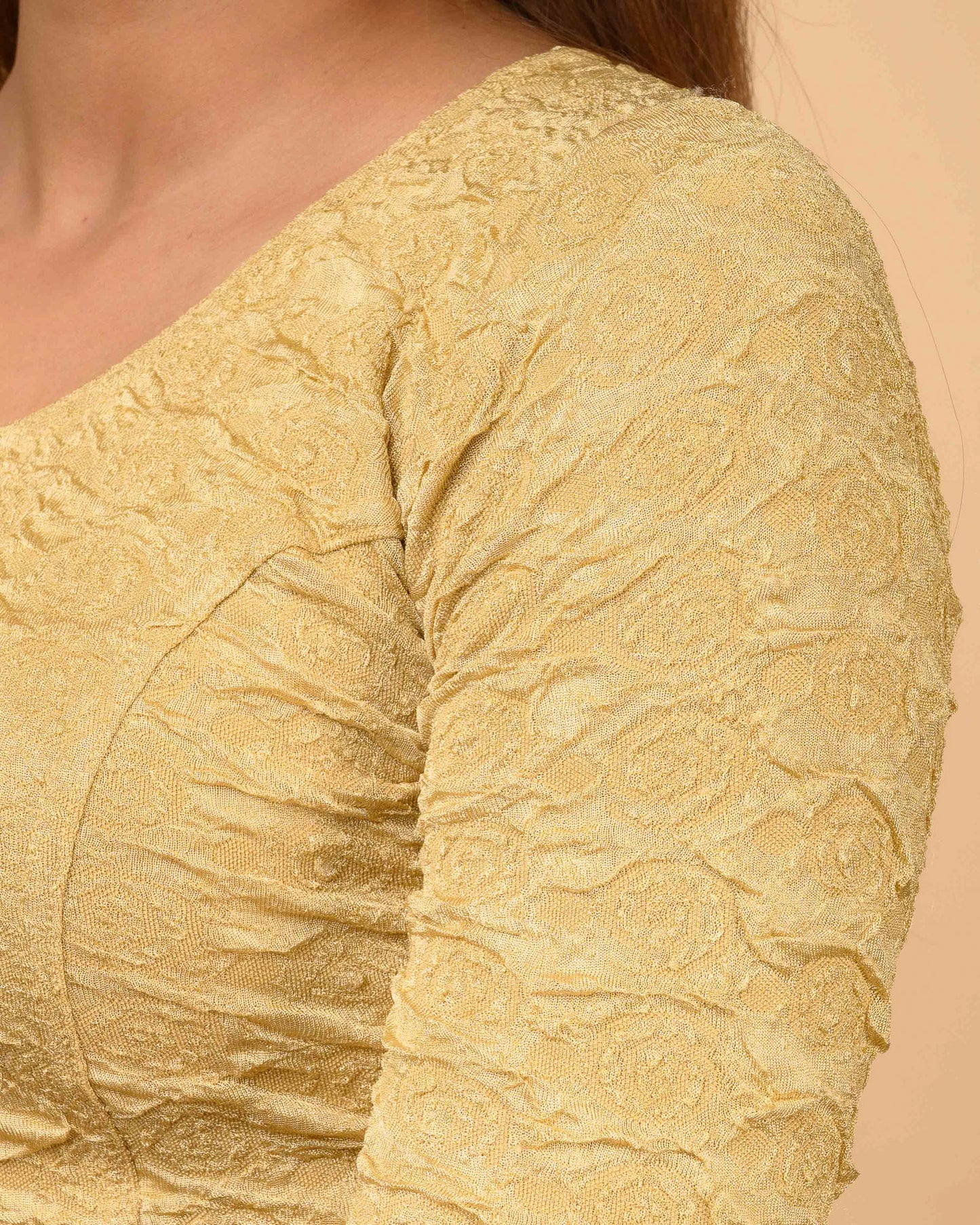 Ritu Chikoo Rose Textured Long Sleeve Saree Blouse Advi