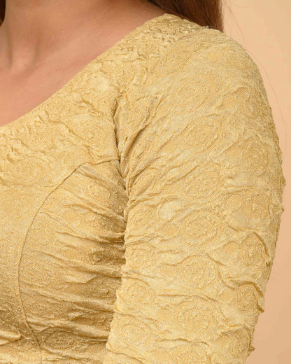 Ritu Chikoo Rose Textured Long Sleeve Saree Blouse Advi