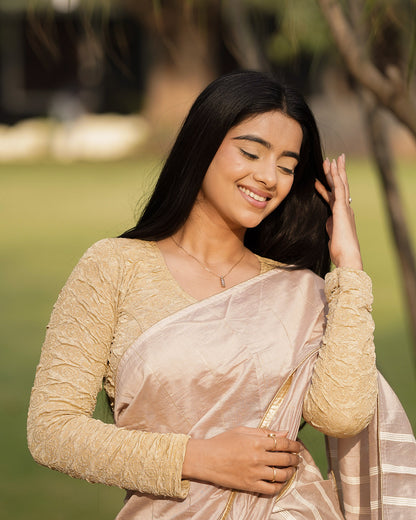 Ritu Chikoo Rose Textured Long Sleeve Saree Blouse Advi