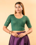 Yamini Bottle Green Embroidered Back Blouse