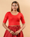 Yamini Dark Red Embroidered Back Blouse
