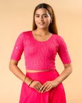 Yamini Fuchsia Rani Embroidered Back Blouse