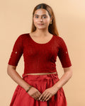 Yamini Maroon Embroidered Back Blouse