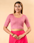 Yamini Onion Pink Embroidered Back Blouse