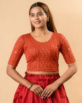 Yamini Rust Embroidered Back Blouse