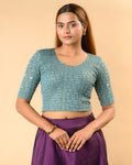 Yamini Sea Green Embroidered Back Blouse