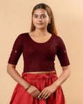 Yamini Wine Embroidered Back Blouse
