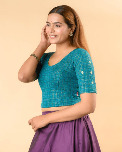 Yamini Rama Green Embroidered Back Blouse