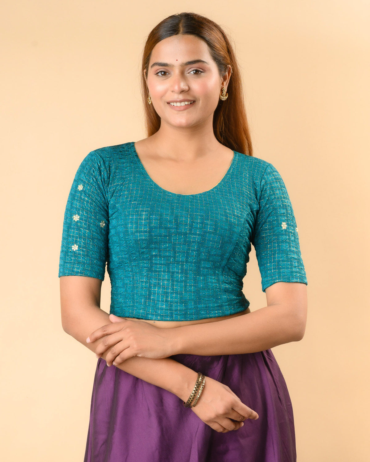 Yamini Rama Green Embroidered Back Blouse