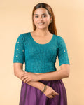 Yamini Rama Green Embroidered Back Blouse