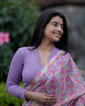 Sharad Lavender Shawl Collar Long Sleeve Saree Blouse Advi