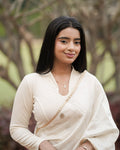 Sharad Cream Shawl Collar Long Sleeve Saree Blouse Advi